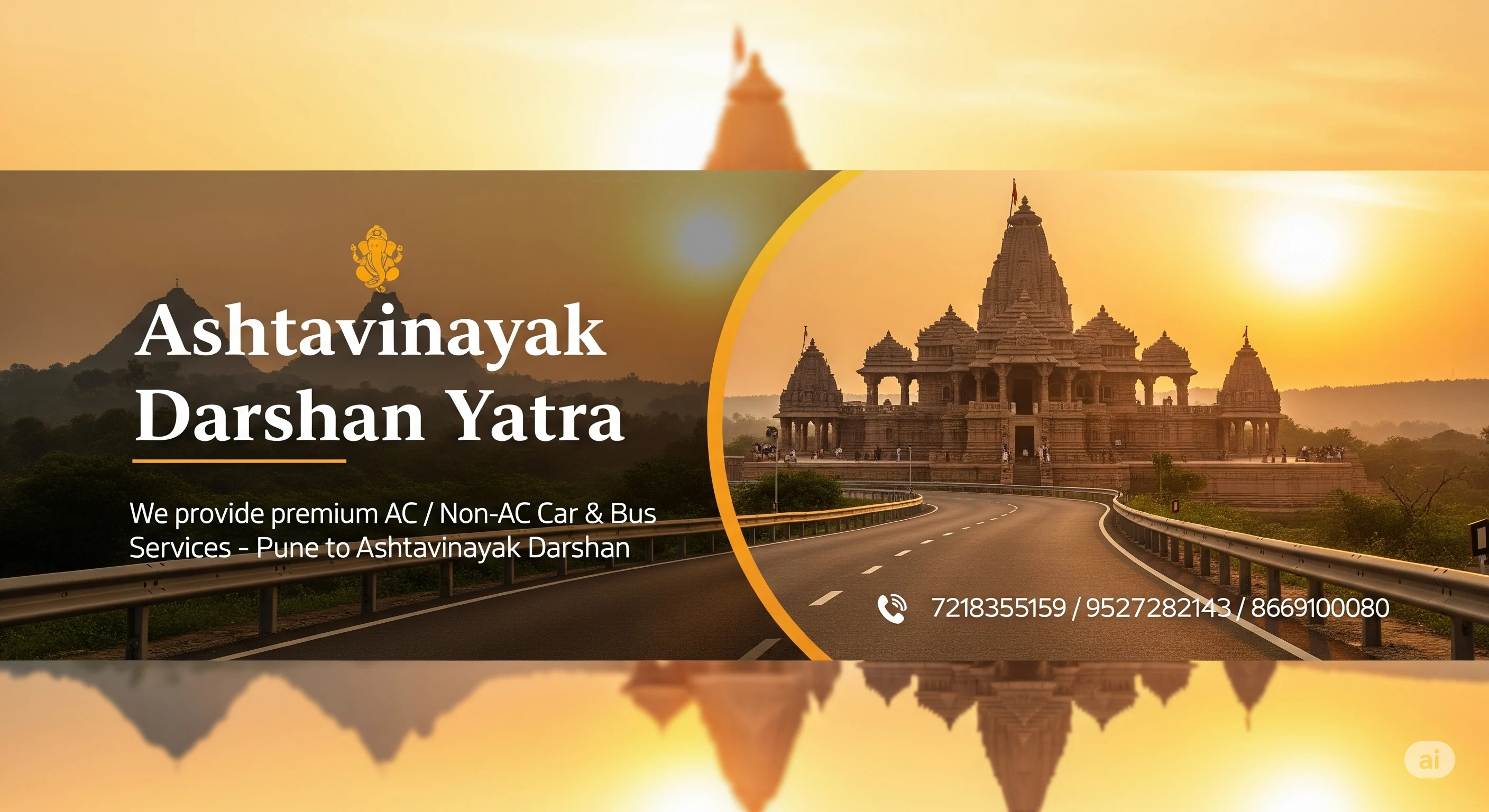 Ashtavinayak dev darshan tours by 17 seater tempo traveller and bus bookings with selectBus (select bus, bus booking, pilgrimage tours)