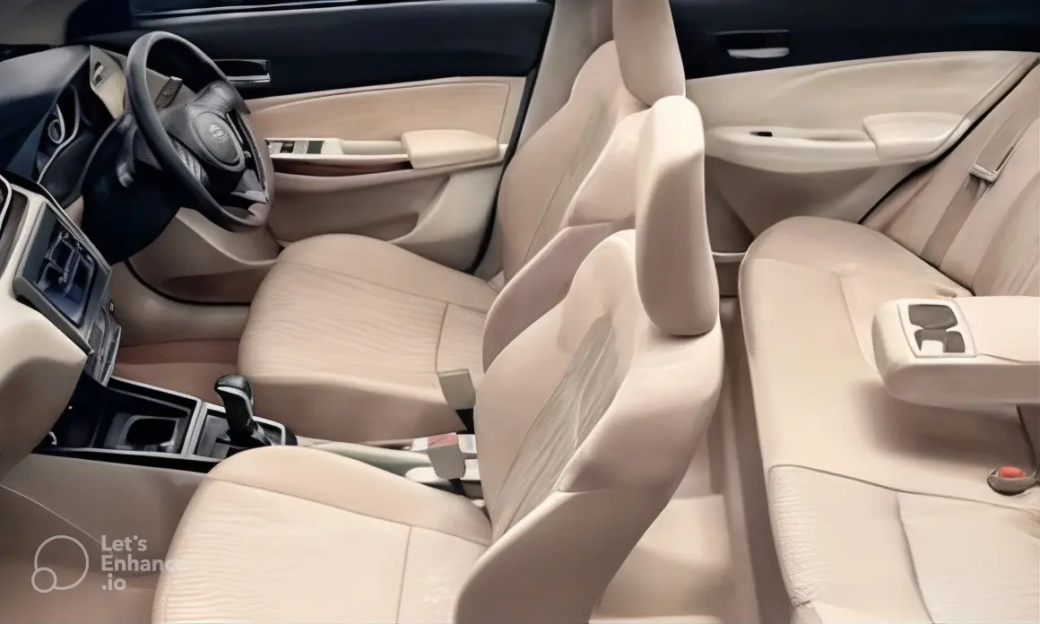 SelectBus Swift Dzire interior showing comfortable back seats for travel tours